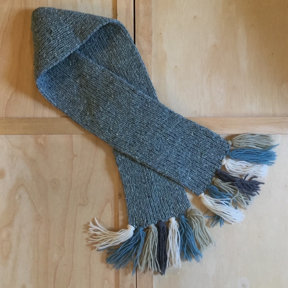 Vintage Kolor Knits Blue Pure Wool Made in Ireland Scarf